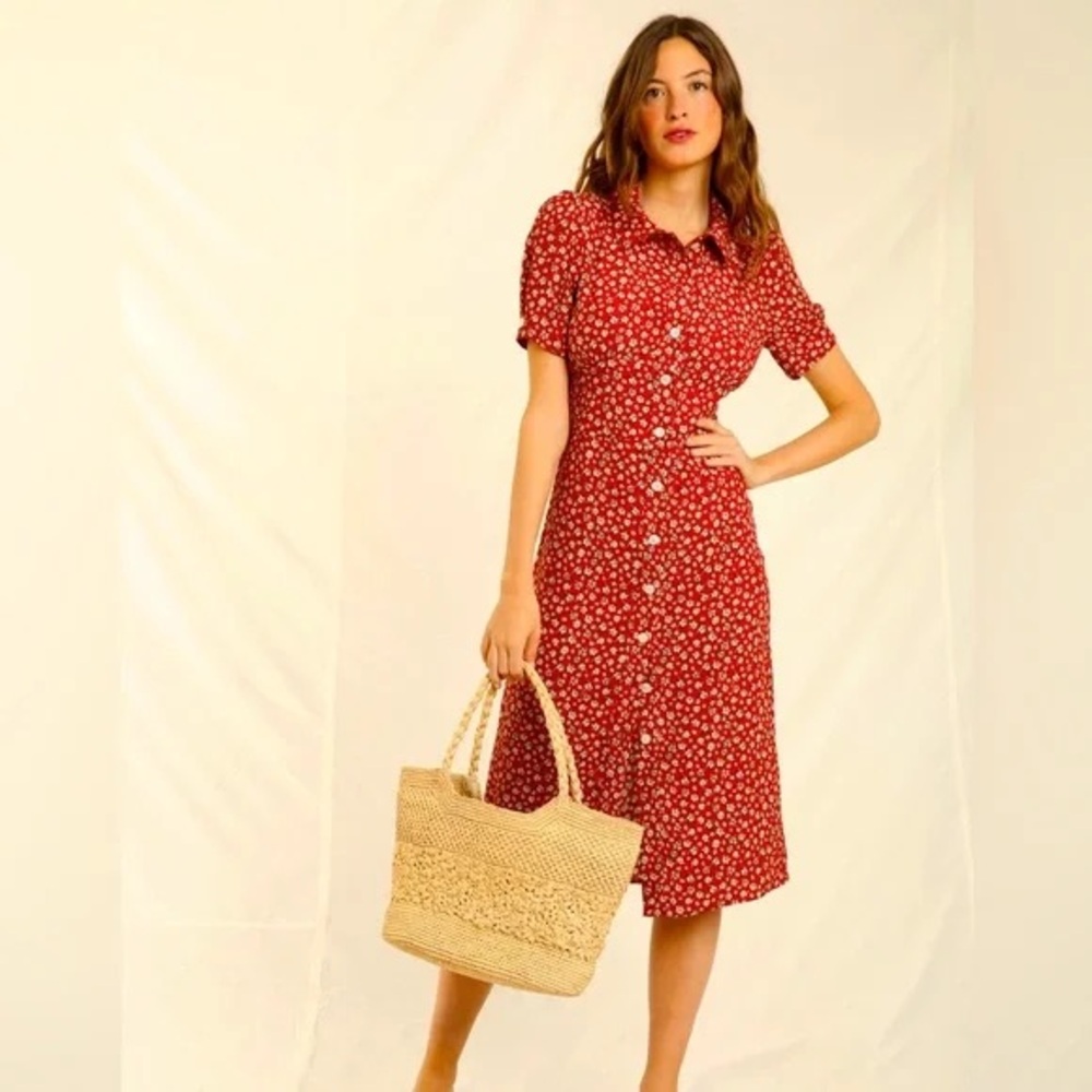 Rouje Paris 
Paloma dress in fleurette vintage rouge 
Size 36 NWT